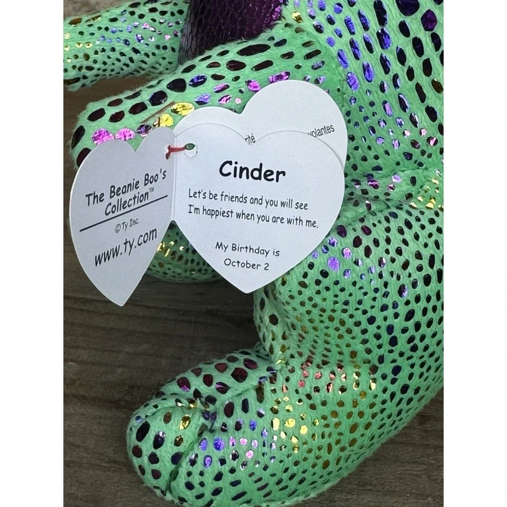 Ty‎ Beanie Boos Cinder The Green Dragon Plush Toy 9